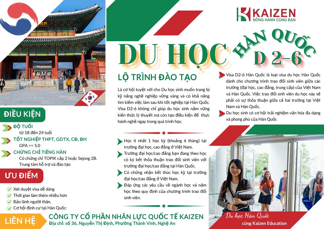VISA D2-6 HÀN QUỐC LÀ GÌ? ĐIỀU KIỆN, THỦ TỤC XIN VISA VÀ LỢI ÍCH CỦA VISA D2-6